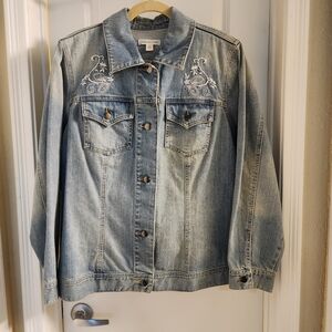 VINTAGE Coldwater Creek Embroidered Denim Jacket
